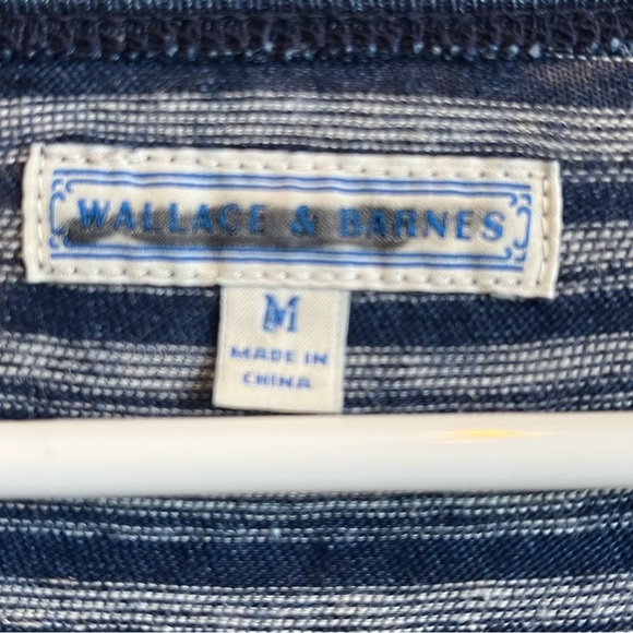 Wallace and Barnes Men's Blue Striped Knit Henley Shirt Top Size Medium - Picture 3 of 14